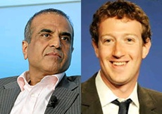 Bharti Airtel chief Sunil Mittal and Facebook's Zuckerberg